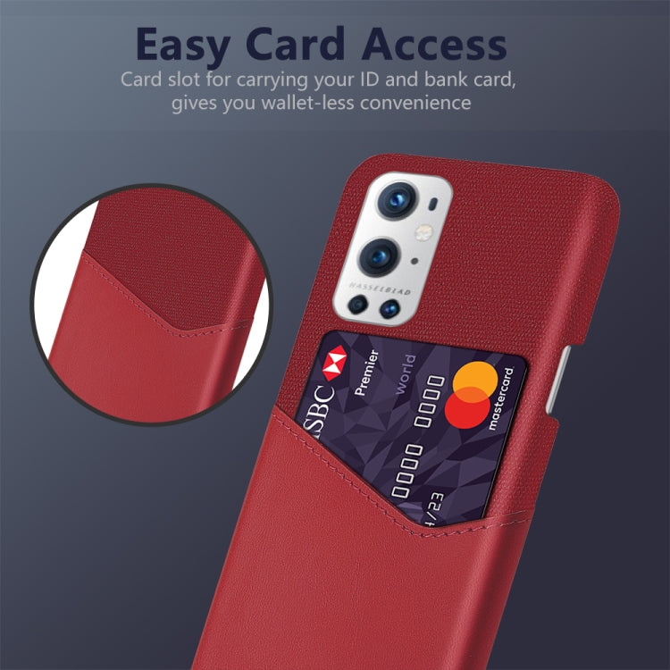 For OnePlus 9 Pro Cloth Texture PC + PU Leather Back Cover Shockproof Case with Card Slot
