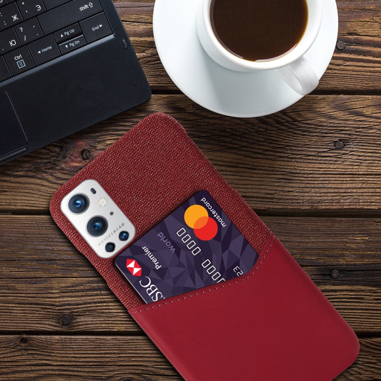 For OnePlus 9 Pro Cloth Texture PC + PU Leather Back Cover Shockproof Case with Card Slot