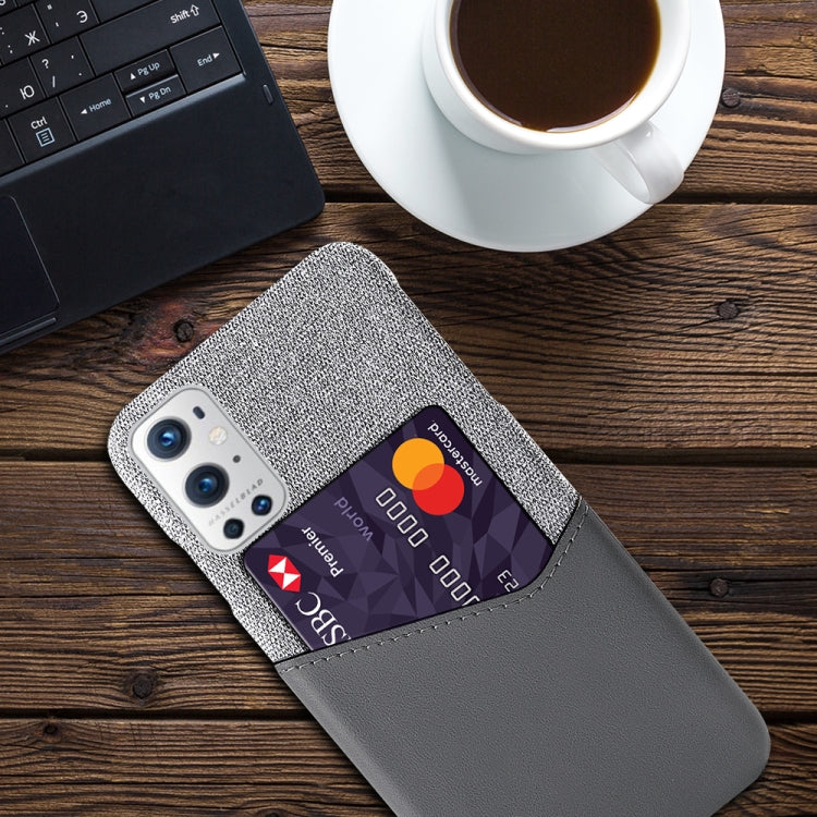 For OnePlus 9 Pro Cloth Texture PC + PU Leather Back Cover Shockproof Case with Card Slot