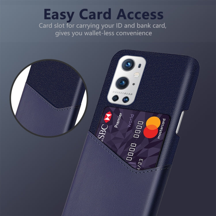 For OnePlus 9 Pro Cloth Texture PC + PU Leather Back Cover Shockproof Case with Card Slot