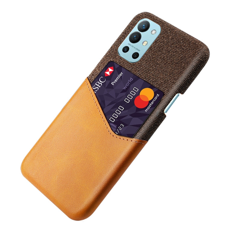For OnePlus 9R Cloth Texture PC + PU Leather Back Cover Shockproof Case with Card Slot