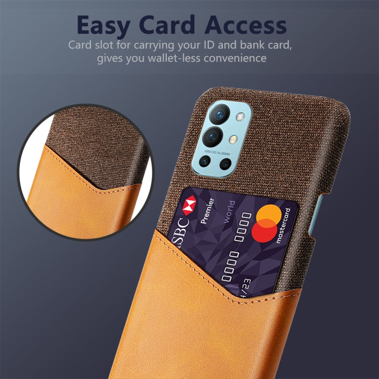 For OnePlus 9R Cloth Texture PC + PU Leather Back Cover Shockproof Case with Card Slot