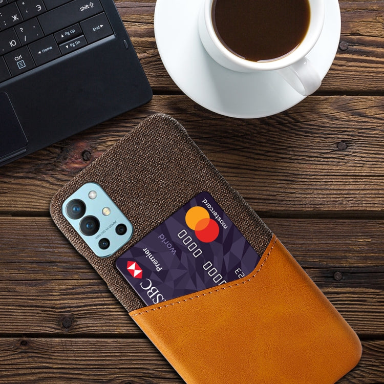For OnePlus 9R Cloth Texture PC + PU Leather Back Cover Shockproof Case with Card Slot
