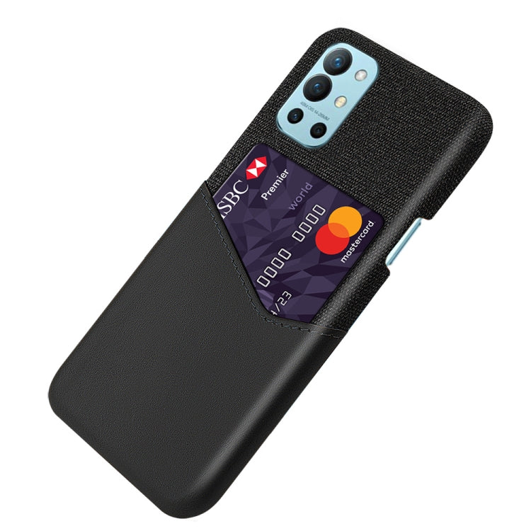 For OnePlus 9R Cloth Texture PC + PU Leather Back Cover Shockproof Case with Card Slot