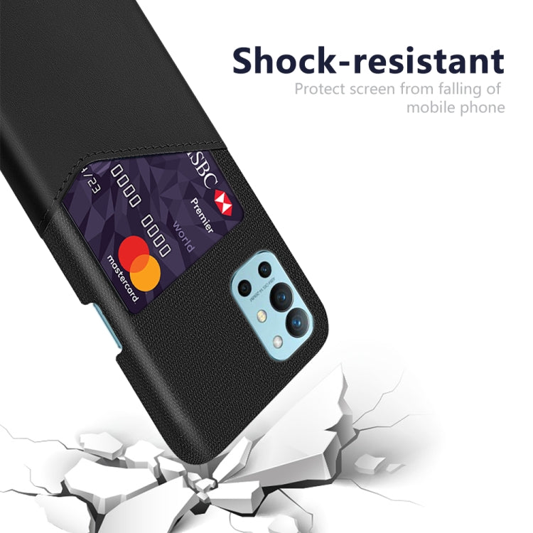 For OnePlus 9R Cloth Texture PC + PU Leather Back Cover Shockproof Case with Card Slot