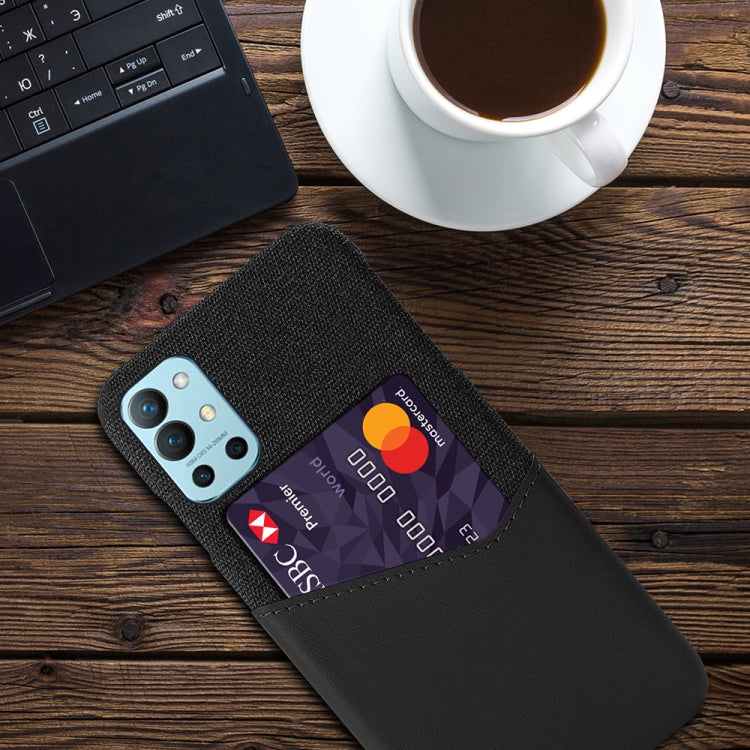 For OnePlus 9R Cloth Texture PC + PU Leather Back Cover Shockproof Case with Card Slot
