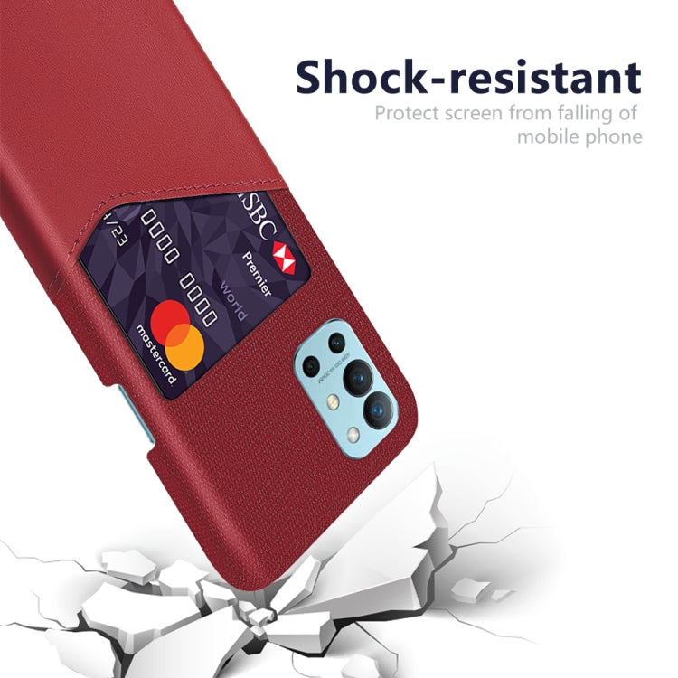 For OnePlus 9R Cloth Texture PC + PU Leather Back Cover Shockproof Case with Card Slot