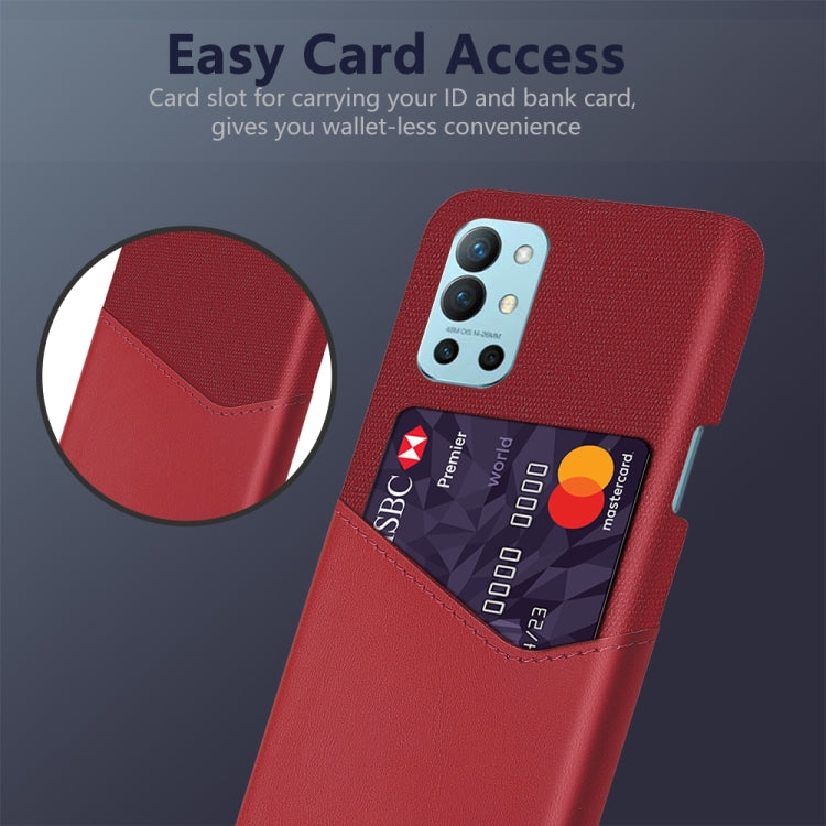 For OnePlus 9R Cloth Texture PC + PU Leather Back Cover Shockproof Case with Card Slot