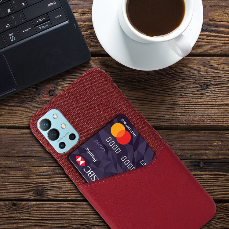 For OnePlus 9R Cloth Texture PC + PU Leather Back Cover Shockproof Case with Card Slot
