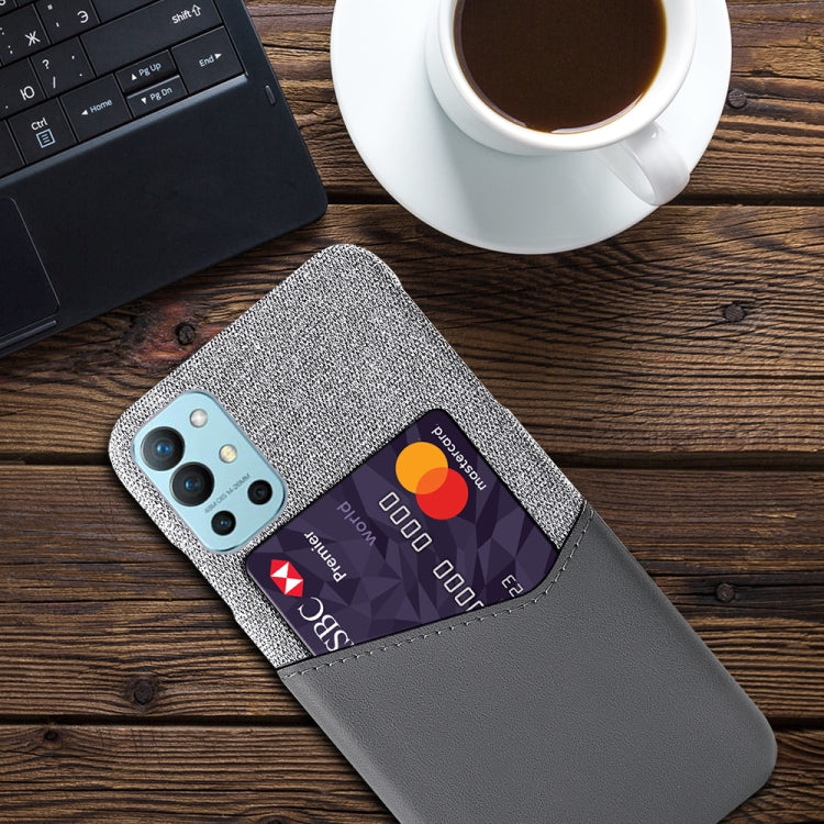 For OnePlus 9R Cloth Texture PC + PU Leather Back Cover Shockproof Case with Card Slot