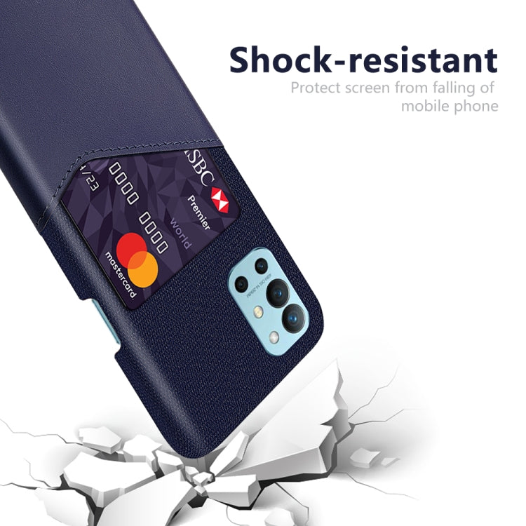 For OnePlus 9R Cloth Texture PC + PU Leather Back Cover Shockproof Case with Card Slot