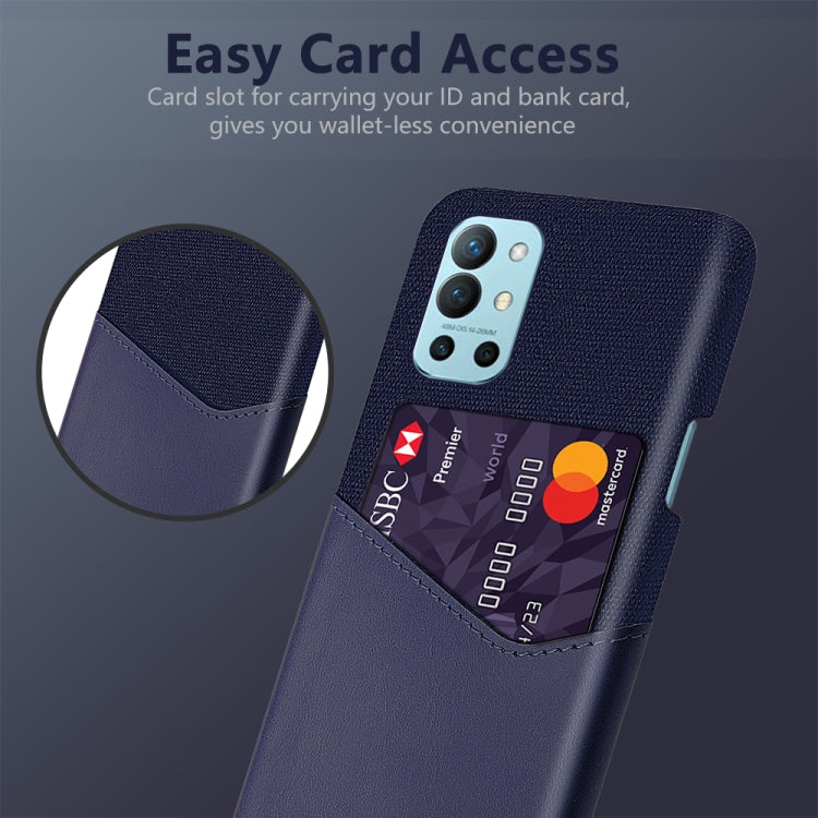 For OnePlus 9R Cloth Texture PC + PU Leather Back Cover Shockproof Case with Card Slot