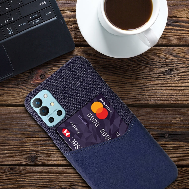 For OnePlus 9R Cloth Texture PC + PU Leather Back Cover Shockproof Case with Card Slot