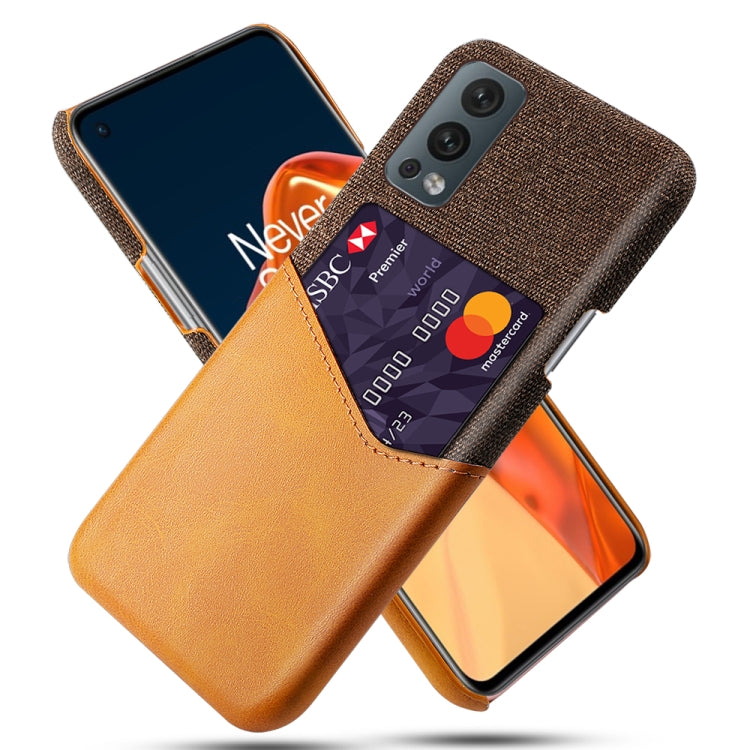For OnePlus Nord 2 Cloth Texture PC + PU Leather Back Cover Shockproof Case with Card Slot