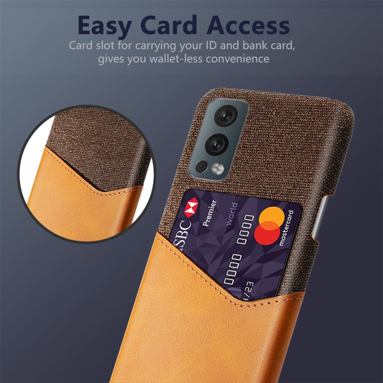 For OnePlus Nord 2 Cloth Texture PC + PU Leather Back Cover Shockproof Case with Card Slot