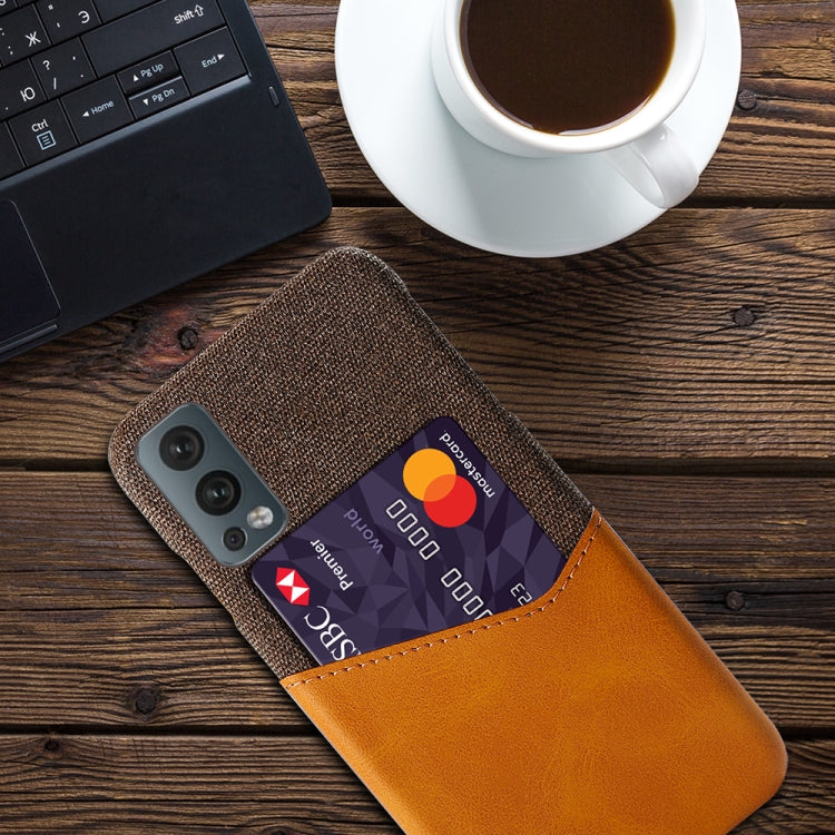 For OnePlus Nord 2 Cloth Texture PC + PU Leather Back Cover Shockproof Case with Card Slot