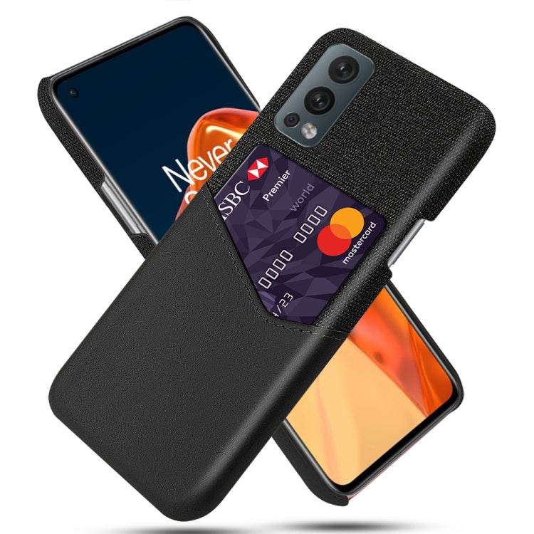 For OnePlus Nord 2 Cloth Texture PC + PU Leather Back Cover Shockproof Case with Card Slot
