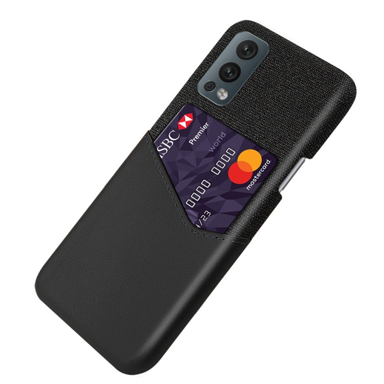 For OnePlus Nord 2 Cloth Texture PC + PU Leather Back Cover Shockproof Case with Card Slot