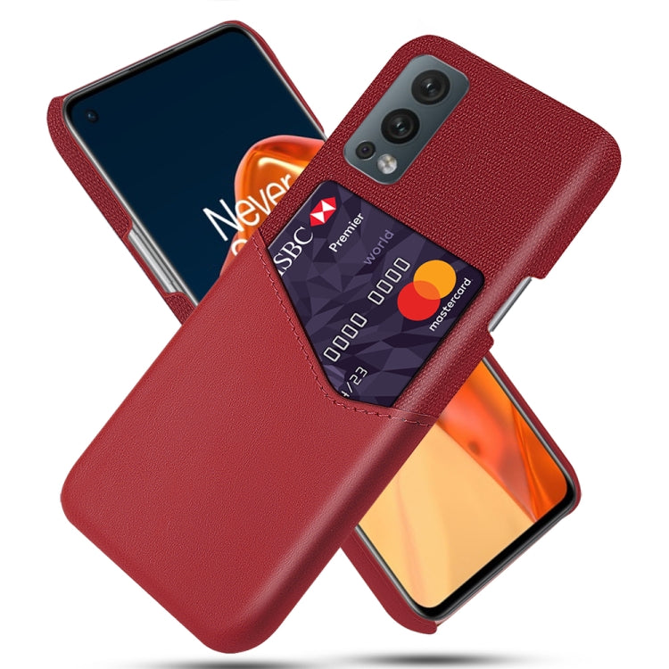 For OnePlus Nord 2 Cloth Texture PC + PU Leather Back Cover Shockproof Case with Card Slot