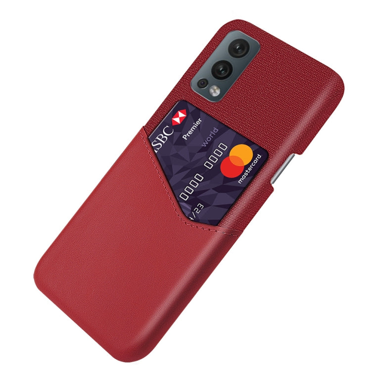 For OnePlus Nord 2 Cloth Texture PC + PU Leather Back Cover Shockproof Case with Card Slot