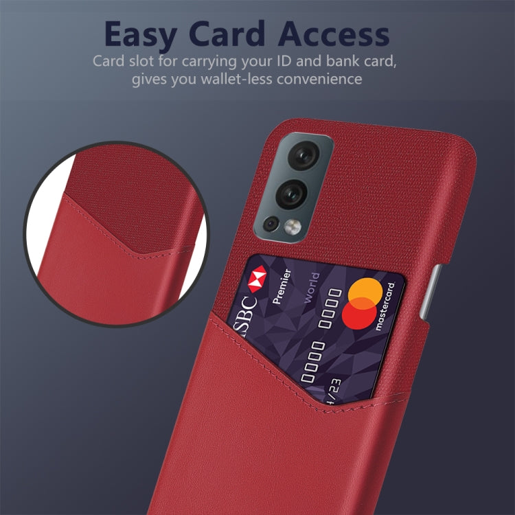 For OnePlus Nord 2 Cloth Texture PC + PU Leather Back Cover Shockproof Case with Card Slot