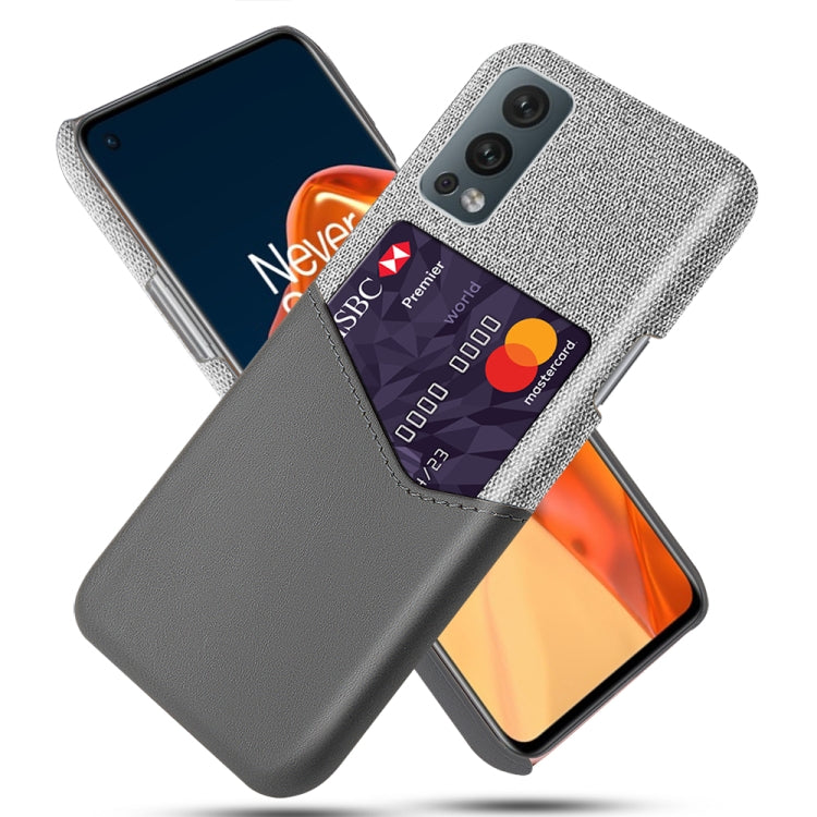 For OnePlus Nord 2 Cloth Texture PC + PU Leather Back Cover Shockproof Case with Card Slot