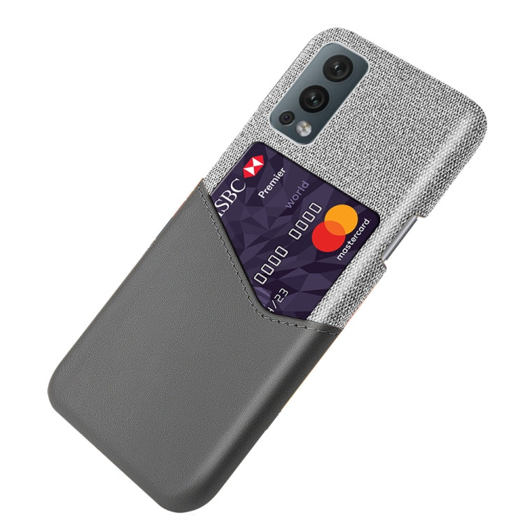 For OnePlus Nord 2 Cloth Texture PC + PU Leather Back Cover Shockproof Case with Card Slot