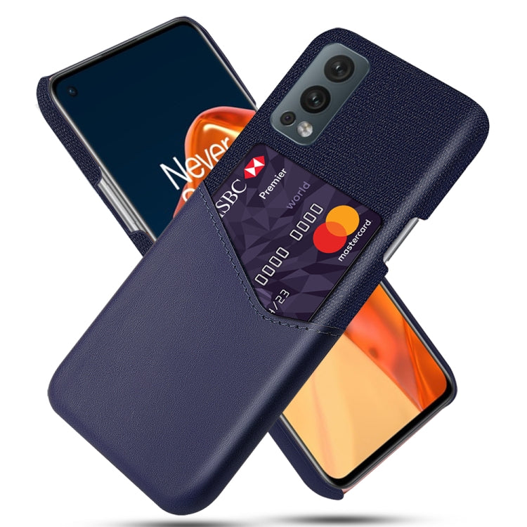 For OnePlus Nord 2 Cloth Texture PC + PU Leather Back Cover Shockproof Case with Card Slot