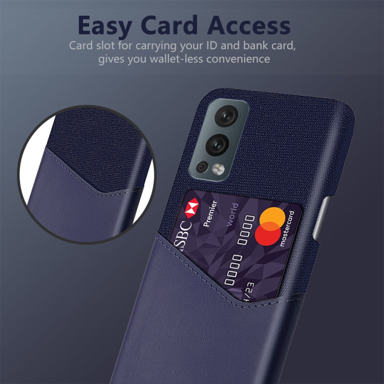 For OnePlus Nord 2 Cloth Texture PC + PU Leather Back Cover Shockproof Case with Card Slot