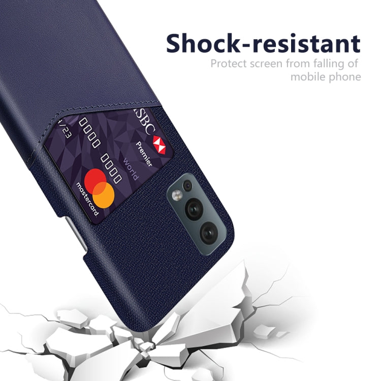 For OnePlus Nord 2 Cloth Texture PC + PU Leather Back Cover Shockproof Case with Card Slot
