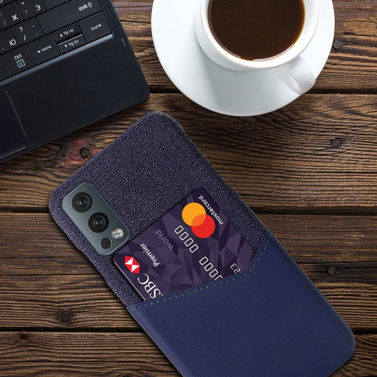 For OnePlus Nord 2 Cloth Texture PC + PU Leather Back Cover Shockproof Case with Card Slot