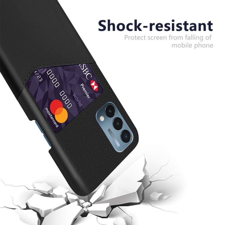 For OnePlus Nord 200 5G Cloth Texture PC + PU Leather Back Cover Shockproof Case with Card Slot