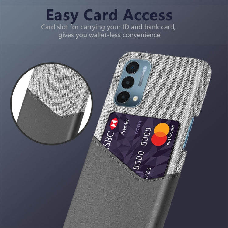 For OnePlus Nord 200 5G Cloth Texture PC + PU Leather Back Cover Shockproof Case with Card Slot