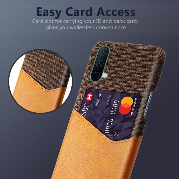 For OnePlus Nord CE 5G Cloth Texture PC + PU Leather Back Cover Shockproof Case with Card Slot