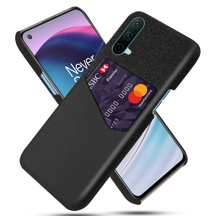 For OnePlus Nord CE 5G Cloth Texture PC + PU Leather Back Cover Shockproof Case with Card Slot