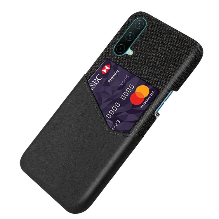 For OnePlus Nord CE 5G Cloth Texture PC + PU Leather Back Cover Shockproof Case with Card Slot