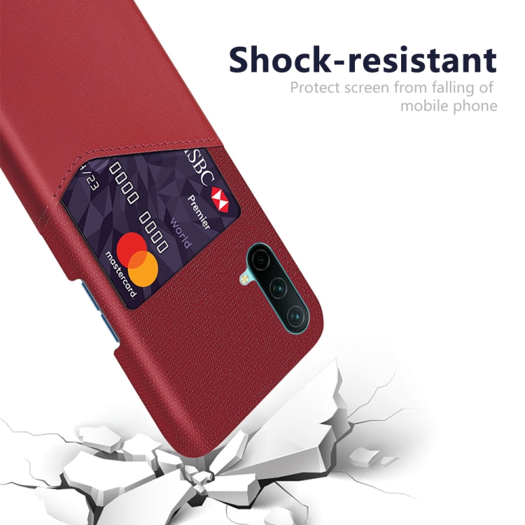 For OnePlus Nord CE 5G Cloth Texture PC + PU Leather Back Cover Shockproof Case with Card Slot