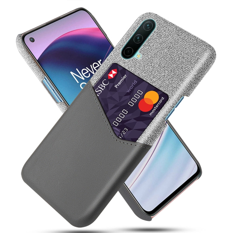 For OnePlus Nord CE 5G Cloth Texture PC + PU Leather Back Cover Shockproof Case with Card Slot