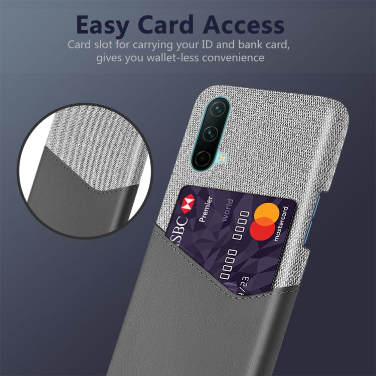 For OnePlus Nord CE 5G Cloth Texture PC + PU Leather Back Cover Shockproof Case with Card Slot
