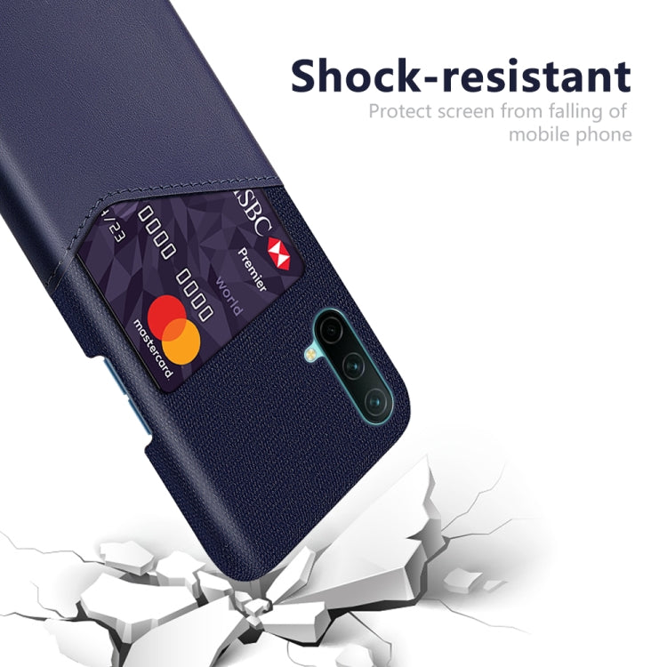 For OnePlus Nord CE 5G Cloth Texture PC + PU Leather Back Cover Shockproof Case with Card Slot