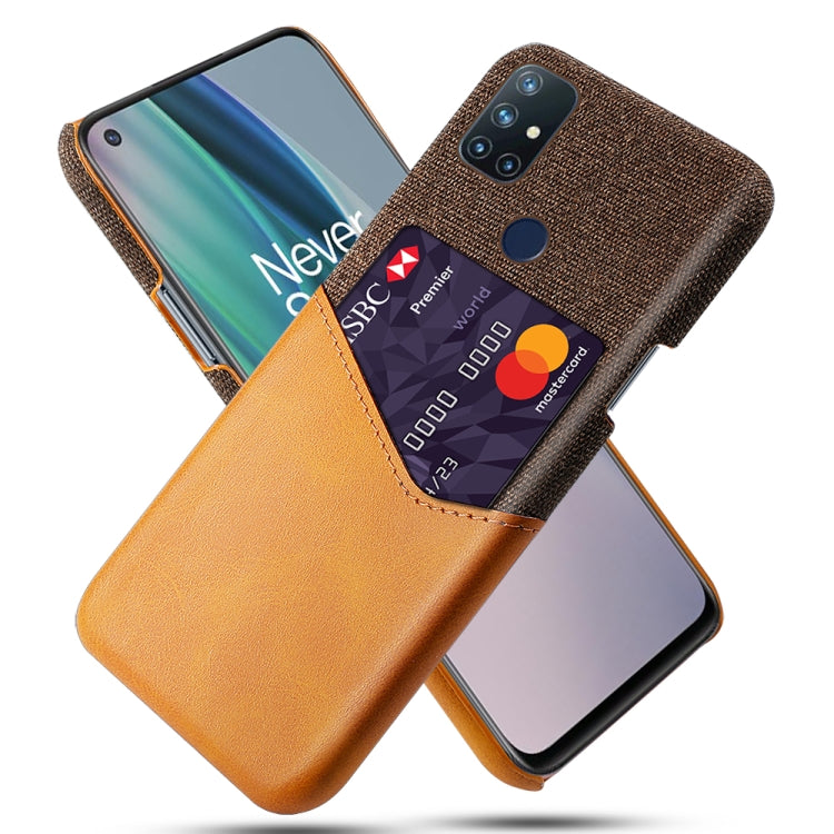 For OnePlus Nord N10 5G Cloth Texture PC + PU Leather Back Cover Shockproof Case with Card Slot