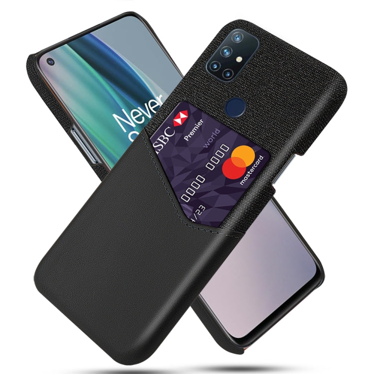 For OnePlus Nord N10 5G Cloth Texture PC + PU Leather Back Cover Shockproof Case with Card Slot