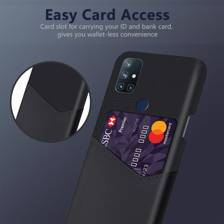 For OnePlus Nord N10 5G Cloth Texture PC + PU Leather Back Cover Shockproof Case with Card Slot