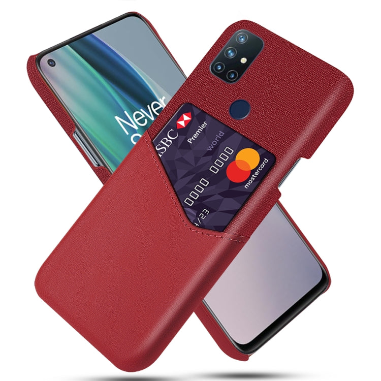 For OnePlus Nord N10 5G Cloth Texture PC + PU Leather Back Cover Shockproof Case with Card Slot