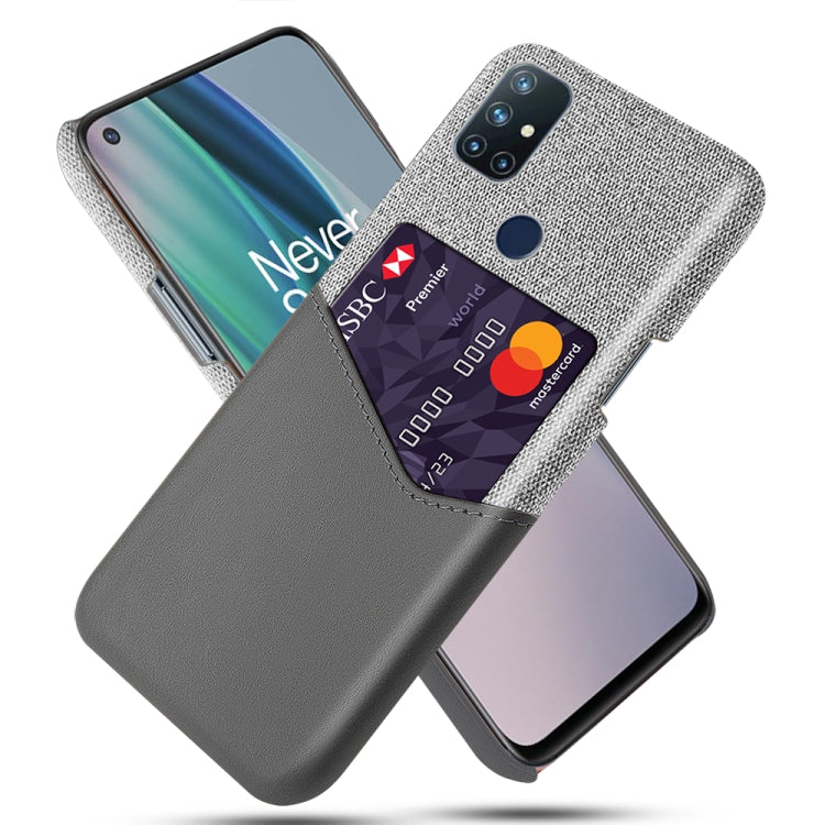 For OnePlus Nord N10 5G Cloth Texture PC + PU Leather Back Cover Shockproof Case with Card Slot
