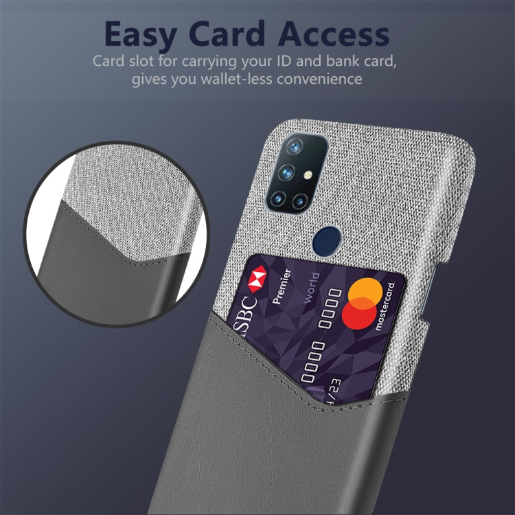 For OnePlus Nord N10 5G Cloth Texture PC + PU Leather Back Cover Shockproof Case with Card Slot