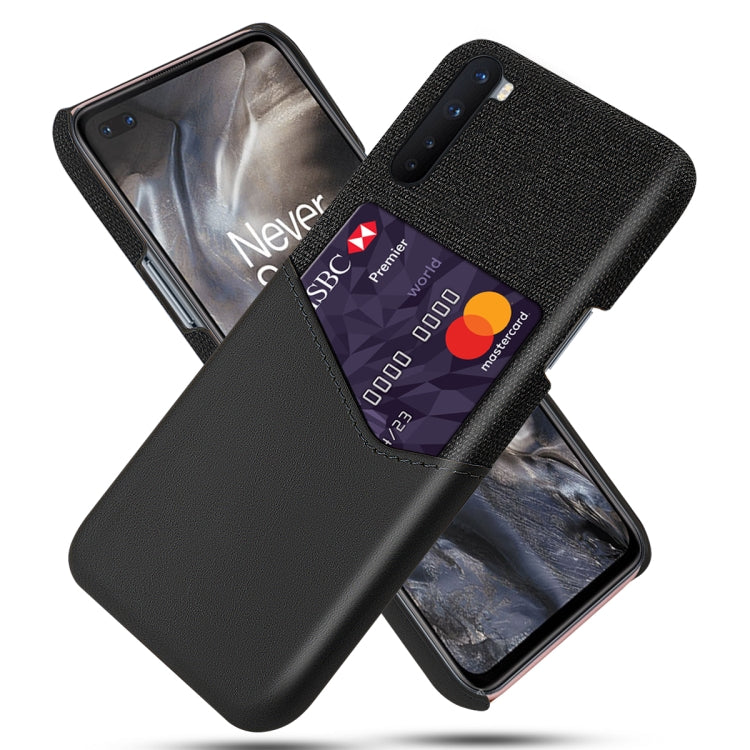 For OnePlus Nord Cloth Texture PC + PU Leather Back Cover Shockproof Case with Card Slot