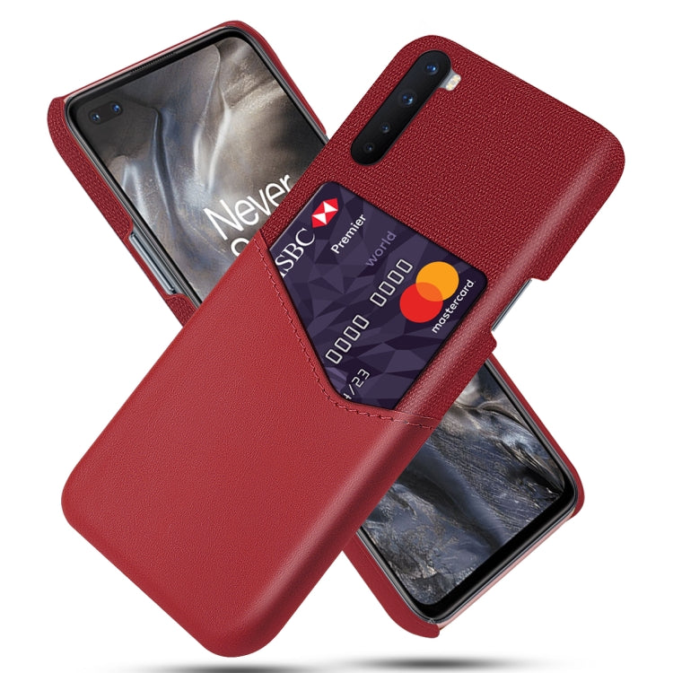 For OnePlus Nord Cloth Texture PC + PU Leather Back Cover Shockproof Case with Card Slot
