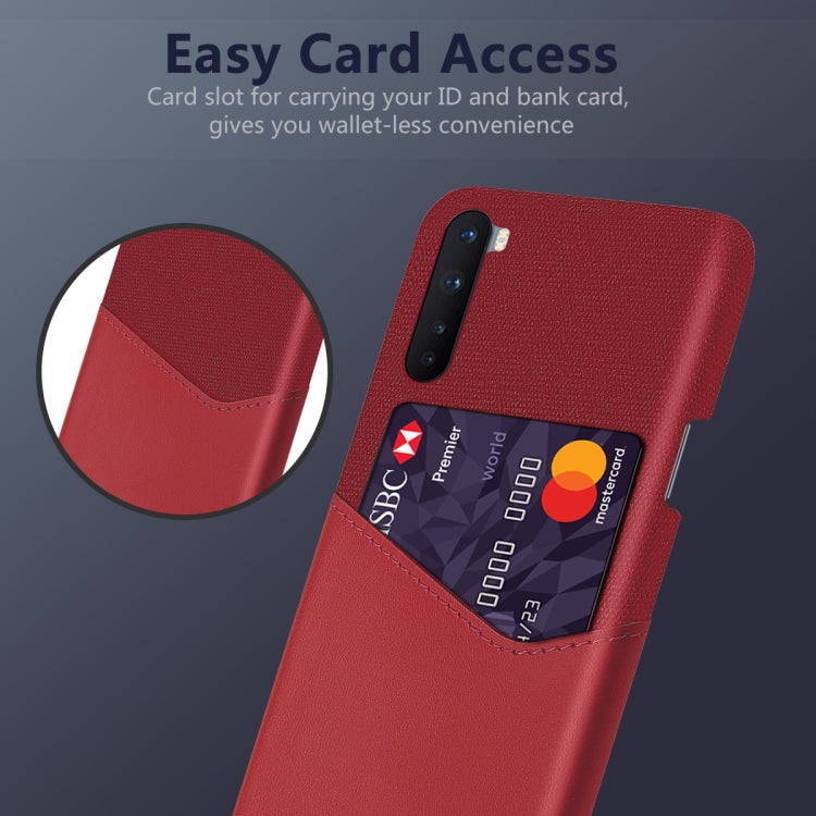 For OnePlus Nord Cloth Texture PC + PU Leather Back Cover Shockproof Case with Card Slot