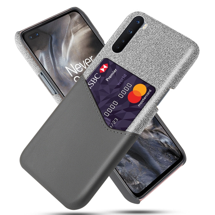For OnePlus Nord Cloth Texture PC + PU Leather Back Cover Shockproof Case with Card Slot